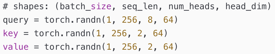 query 是全量的 heads,可是 k-v 的 heads 就比较少了
